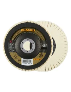 Disco RHODIUS FLS Ø125 H40 para pre-pulido en inoxidable