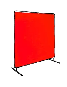 mampara de soldadura roja DIN 4 con bastidor metálico resistente