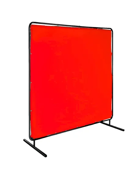 mampara de soldadura roja DIN 4 con bastidor metálico resistente