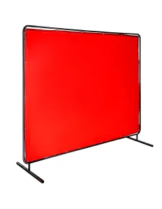 mampara de soldadura roja DIN 4 con bastidor metálico resistente 2