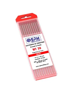 electrodo tungsteno rojo WT20 para soldadura TIG en corriente continua