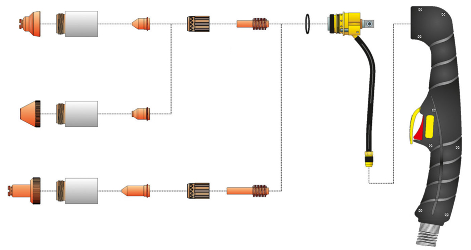 Desglose de consumibles para antorcha de plasma ECF-71C